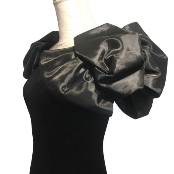 A.J Bari Vintage 80s Puff Sleeve Little Black Cocktail Dress Extremely RARE - Picture 2 of 4